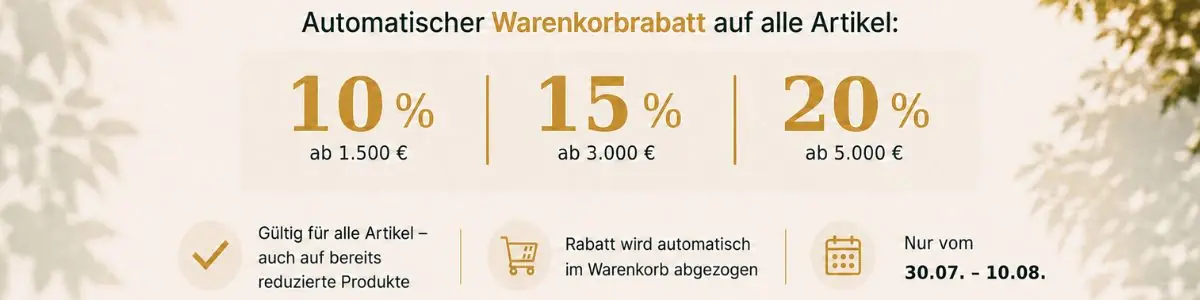 Bis zu 20 % Rabatt Preisvorteil bis 10.08.