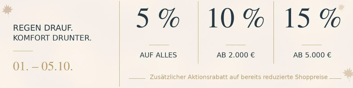 Bis zu 15 % Rabatt Preisvorteil bis 05.10.