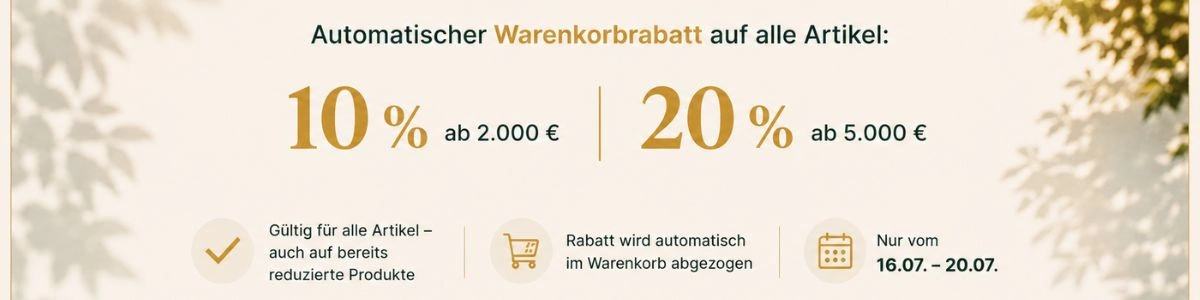 Bis zu 20 % Rabatt Preisvorteil bis 20.07.
