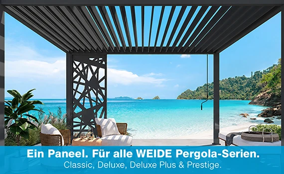 Seitenwand Pergola Paneel Abstrakt an Weide Pergola montiert vor einem Strand