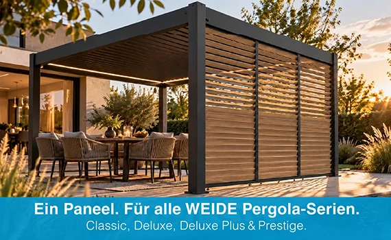 Seitenwand Pergola Paneel Horizontal Drehbar an Weide Pergola montiert