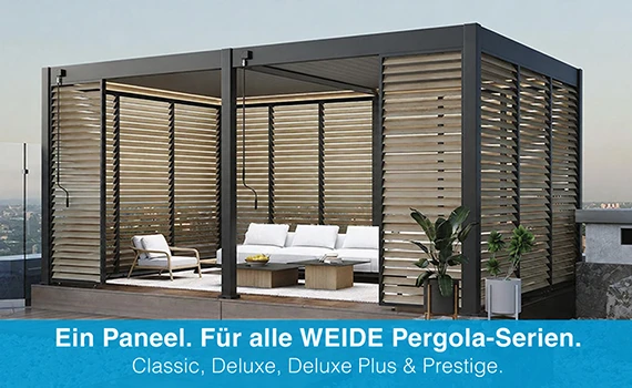 Seitenwand Pergola Paneel Holzoptik an Weide Pergola montiert