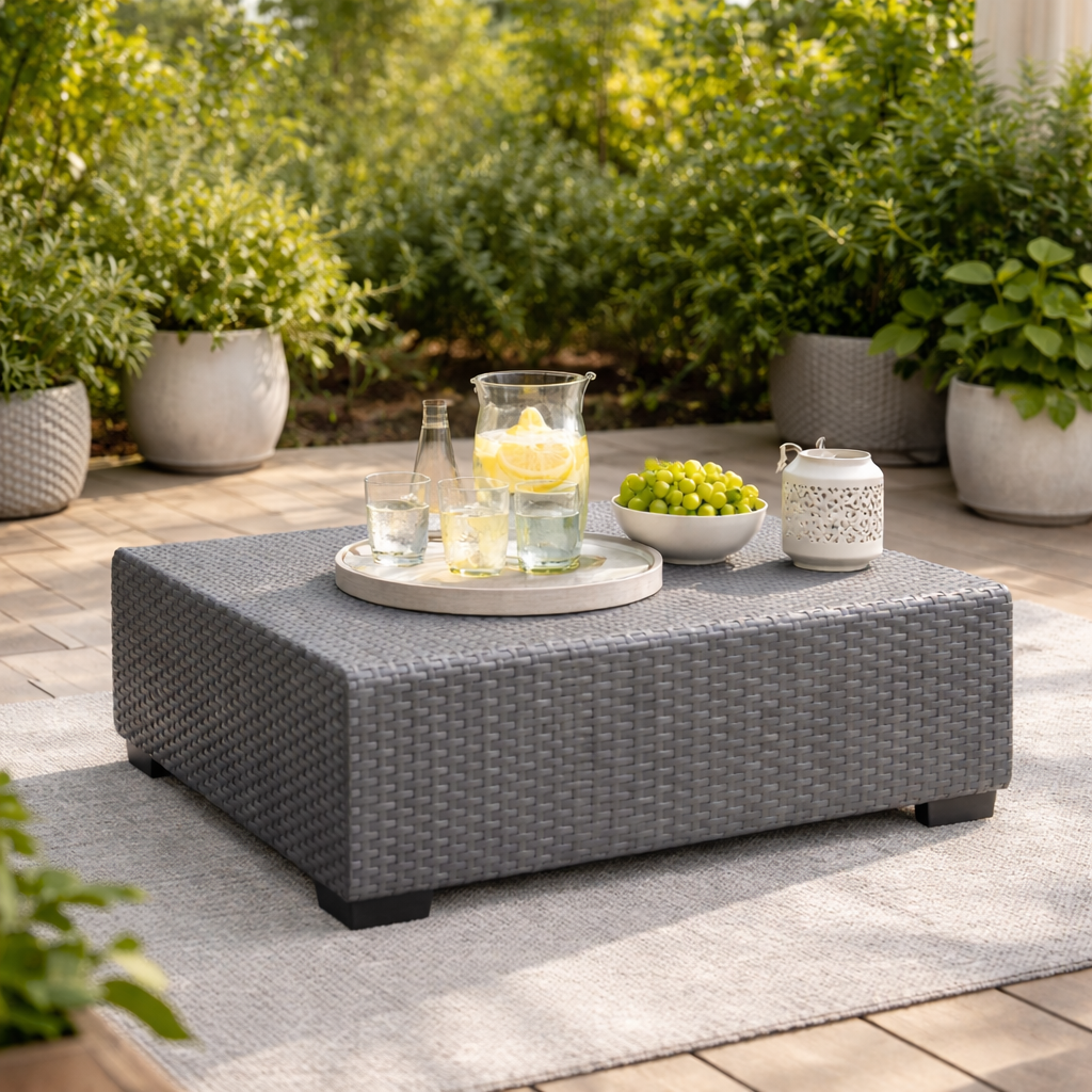 Allibert Gartentisch Salta Tisch/Hocker - wetterfest, Rattanoptik Final SALE
