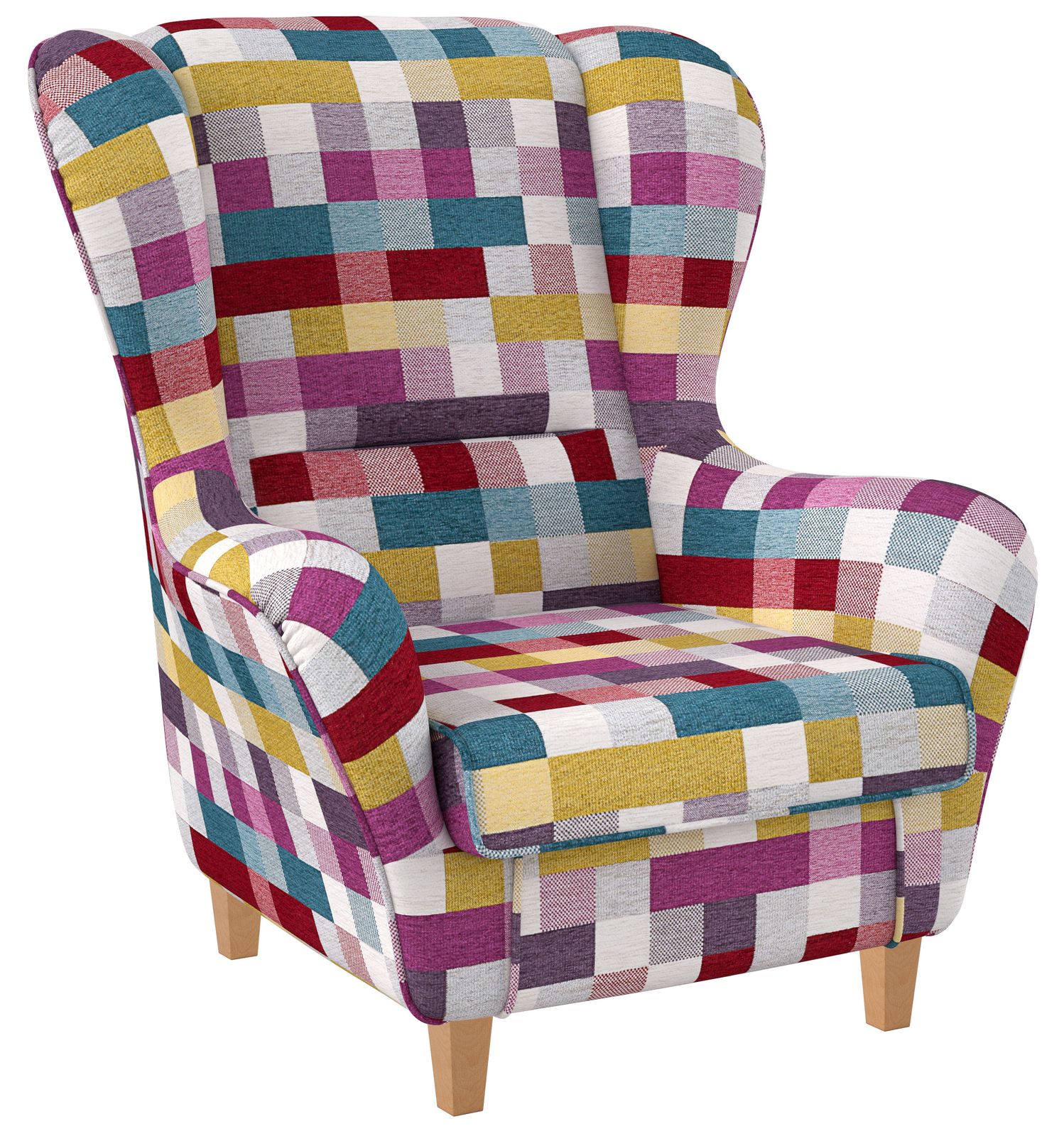 Ohrensessel mit Hocker Sofia Patchwork bunt