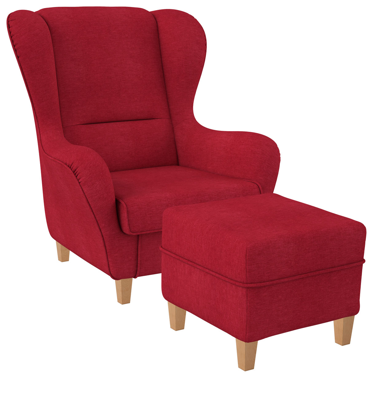 Ohrensessel mit Hocker Sofia Vienna rot