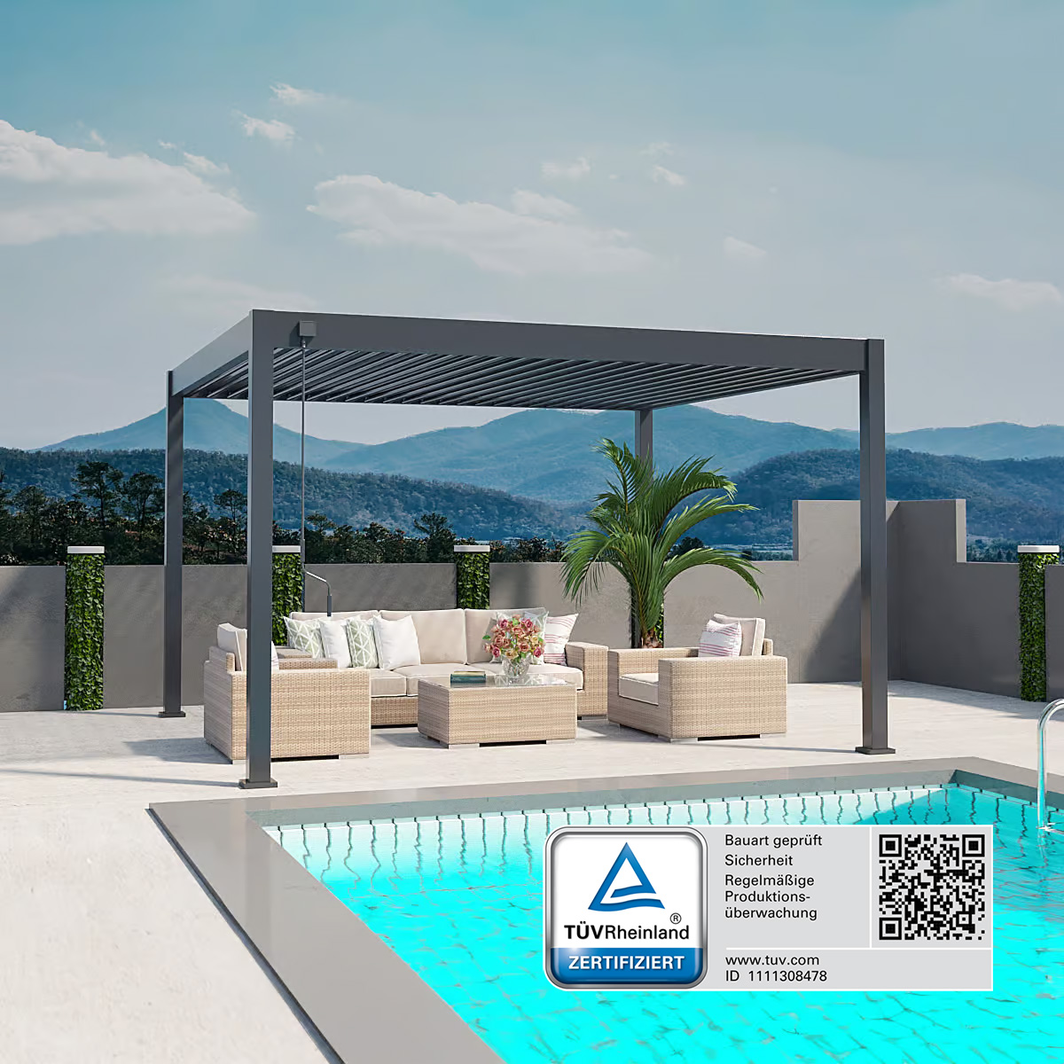 Weide Deluxe Aluminium Pavillon 3 x 4 M Anthrazit Pergola Freistehend