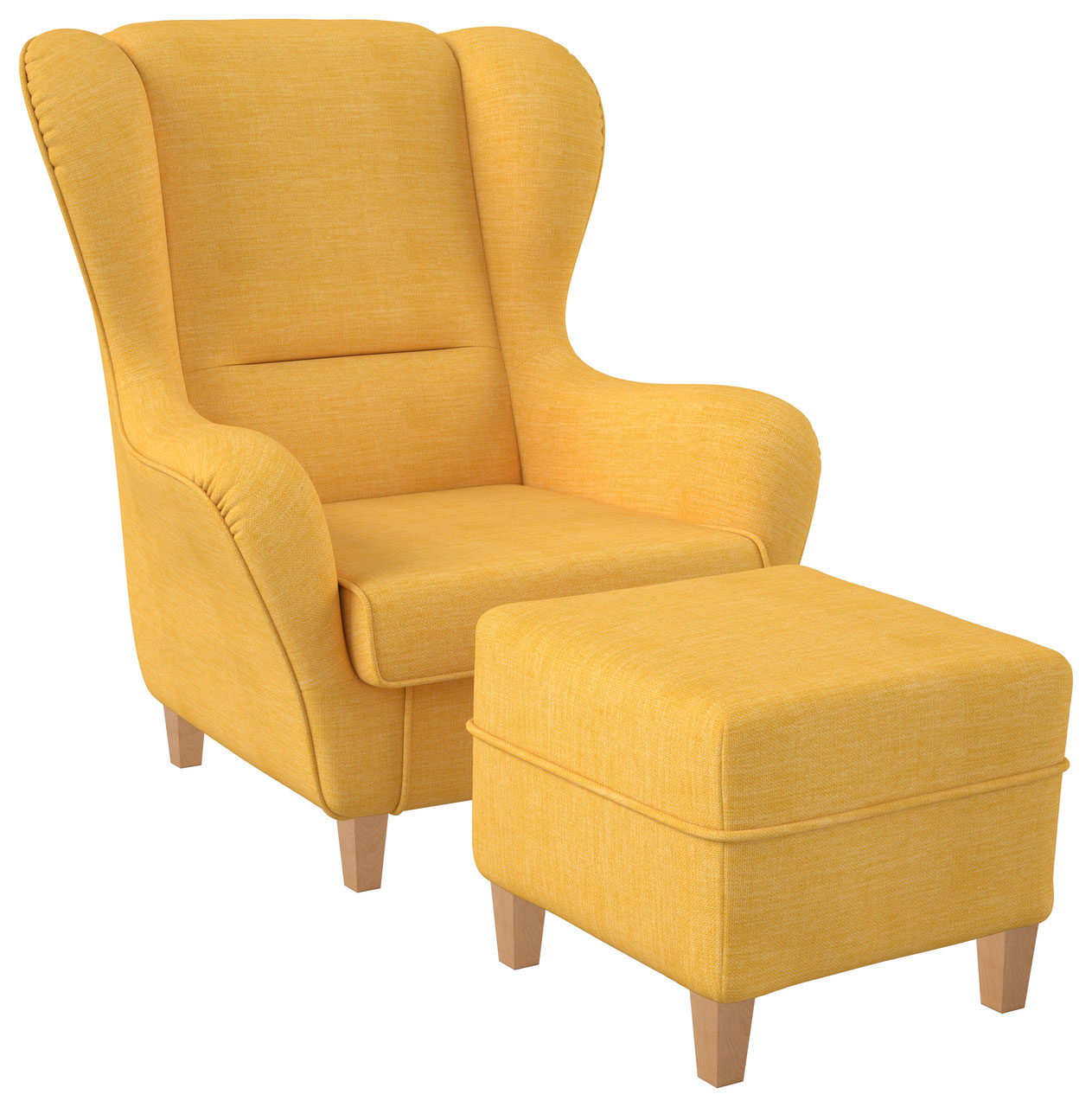 Ohrensessel mit Hocker Sofia Vienna gelb