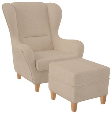 Ohrensessel mit Hocker Sofia Vienna beige