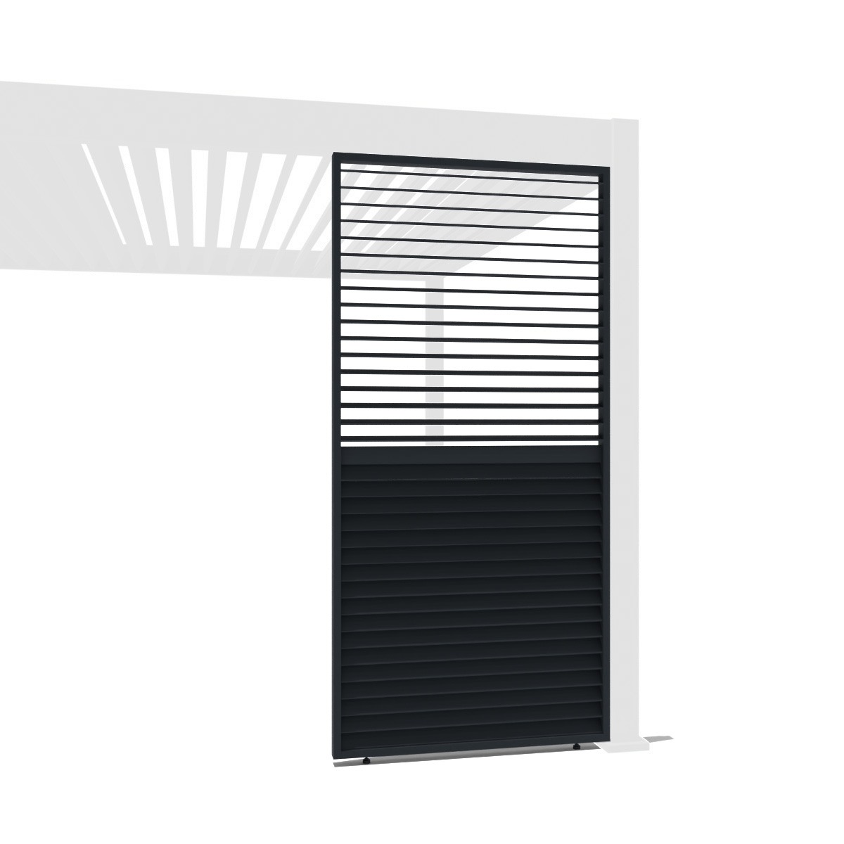 Weide Pavillonseitenteil Horizontale Lamellenwand drehbar Sichtschutz für Pergola Alu Anthrazit, 93x234 cm, Komplettset, Seitenteil
