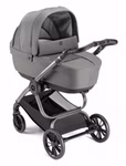 CAM Duo Kinderwagen Techno Babila anthrazit Techno Babila 2-in-1 Kinderwagen mit umkehrbarem Sitz, UV50+ Sonnenschutzverdeck, handgenähtem Lederimitat und 100 % Baumwollfutter – stilvoller und sicherer Begleiter von Geburt bis 22 kg grau