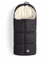 Winter-Fußsack Moritz schwarz Schwarzer universeller Fußsack (Cam Moritz art. 035) im Kinderwagen: außen wasserabweisendes Material, innen weiches Fleece, mit zentralem Reißverschluss und Gurtschlitzen.