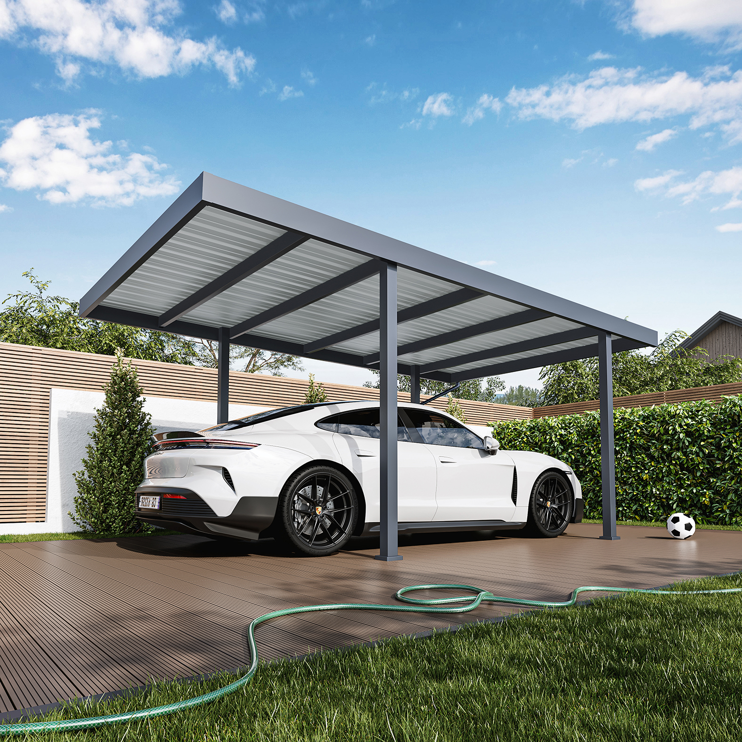 Weide Metta Stahl Carport – freistehend mit Pultdach | 3,2 x 5,5 m | Anthrazit