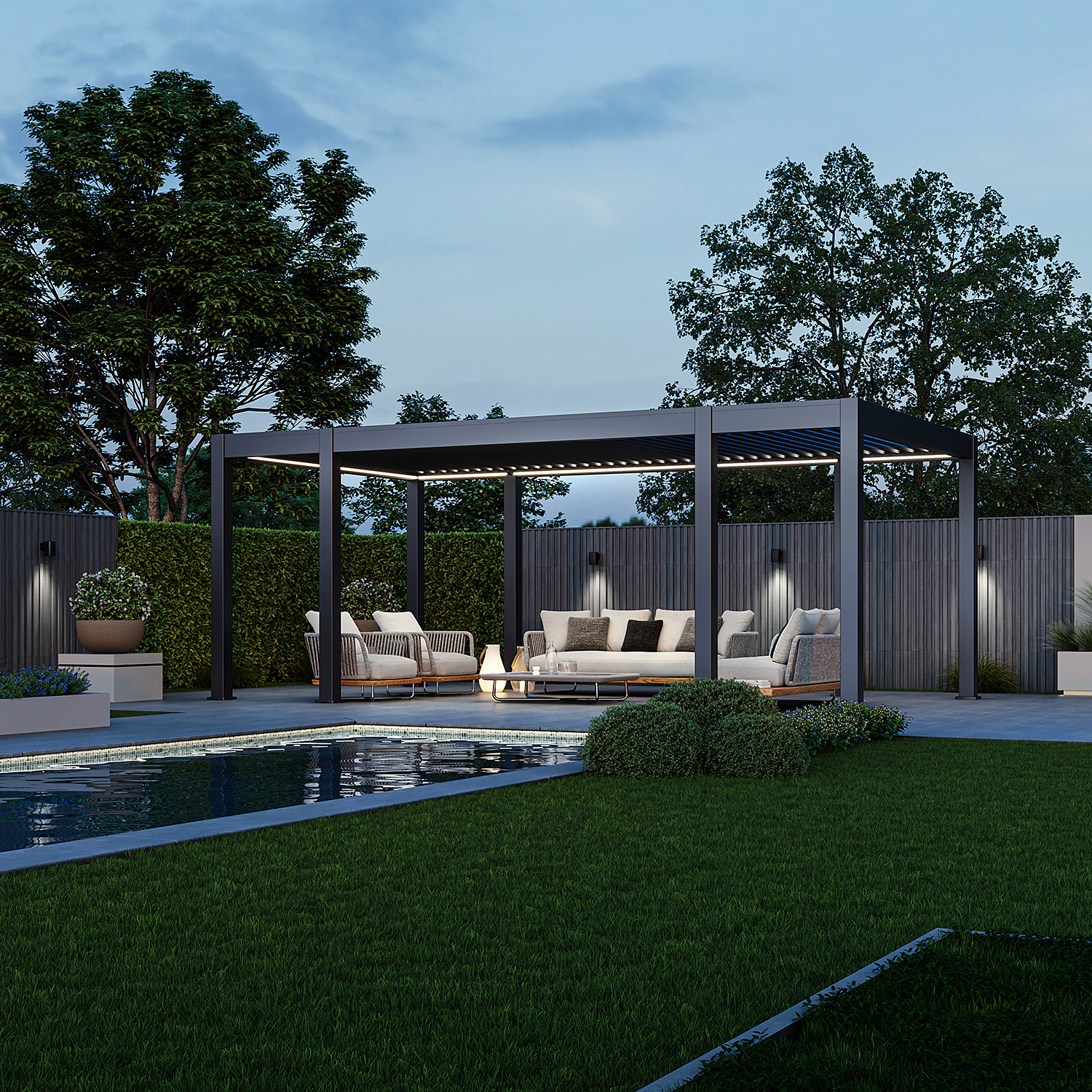 Weide Prestige Pergola Aluminium 3,6x6,57m mit Lamellendach inkl. LED anthrazit