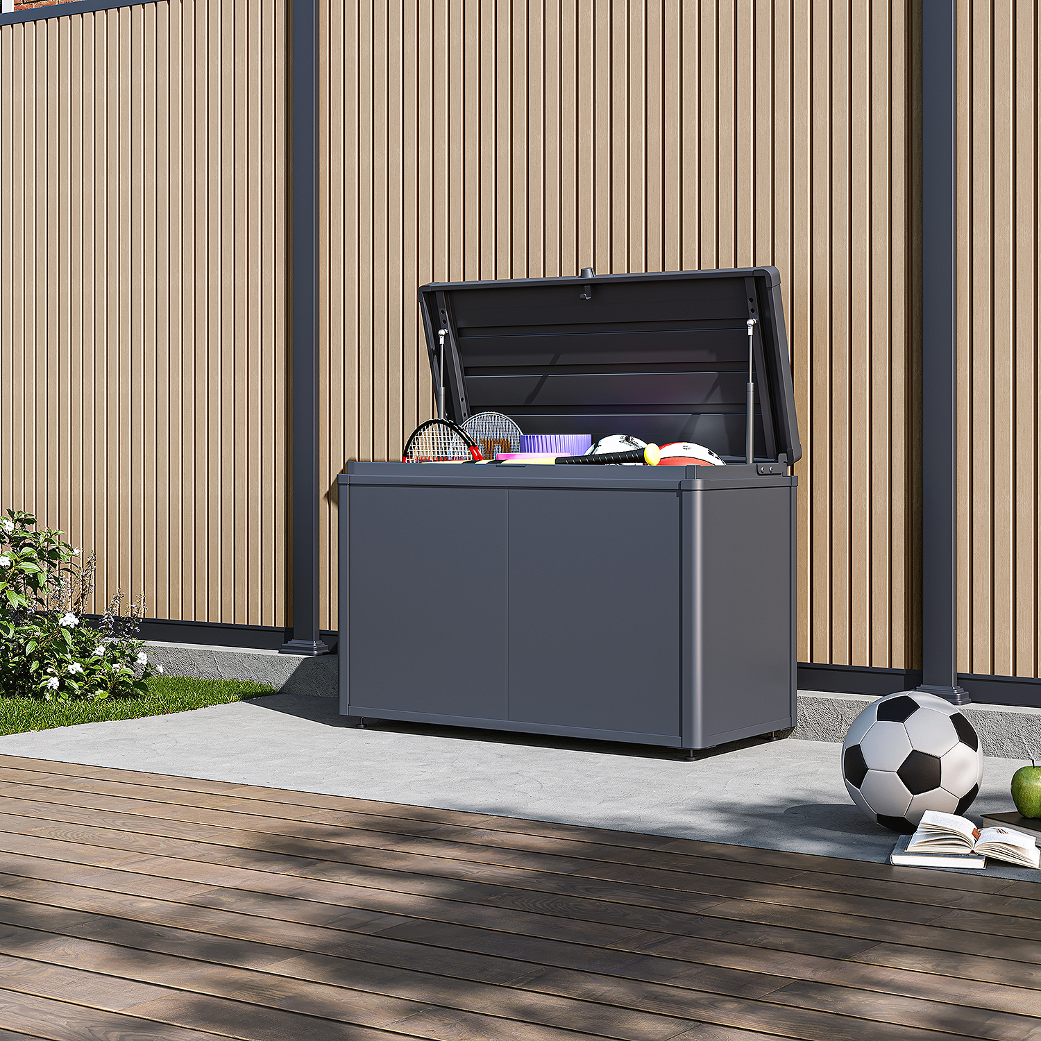 Weide Noble Gartenbox 290 L | Aufbewahrungsbox aus Stahl | Anthrazit