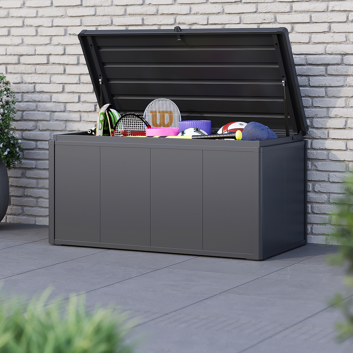 Weide Noble Gartenbox 450 L | Aufbewahrungsbox aus Stahl | Anthrazit