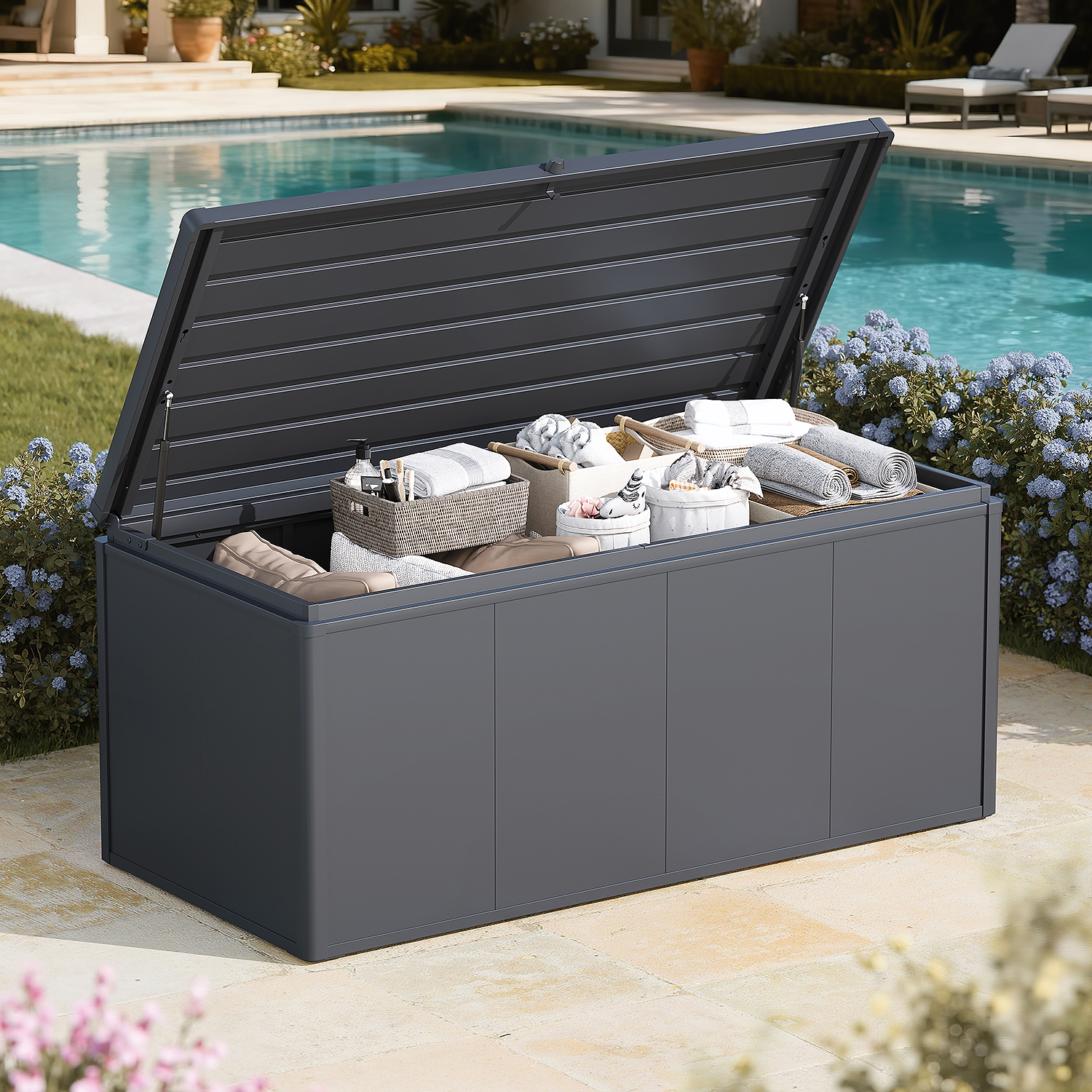 Weide Noble Gartenbox 830 L | Aufbewahrungsbox aus Stahl | Anthrazit