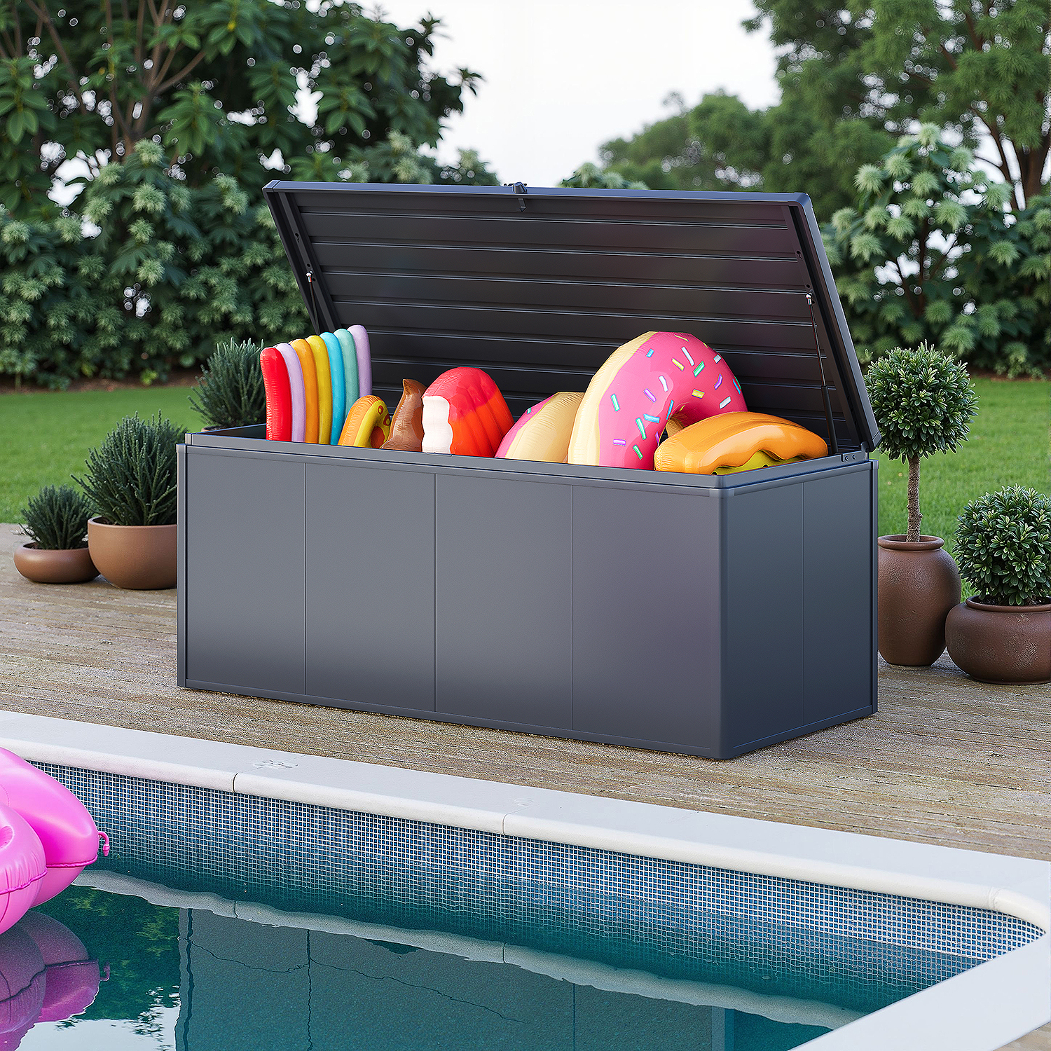 Weide Noble Gartenbox 1015 L | Aufbewahrungsbox aus Stahl | Anthrazit