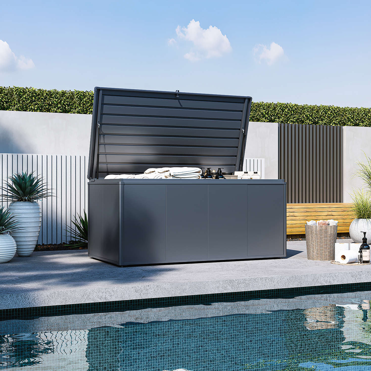 Weide Noble Gartenbox 1400 L | Aufbewahrungsbox aus Stahl | Anthrazit