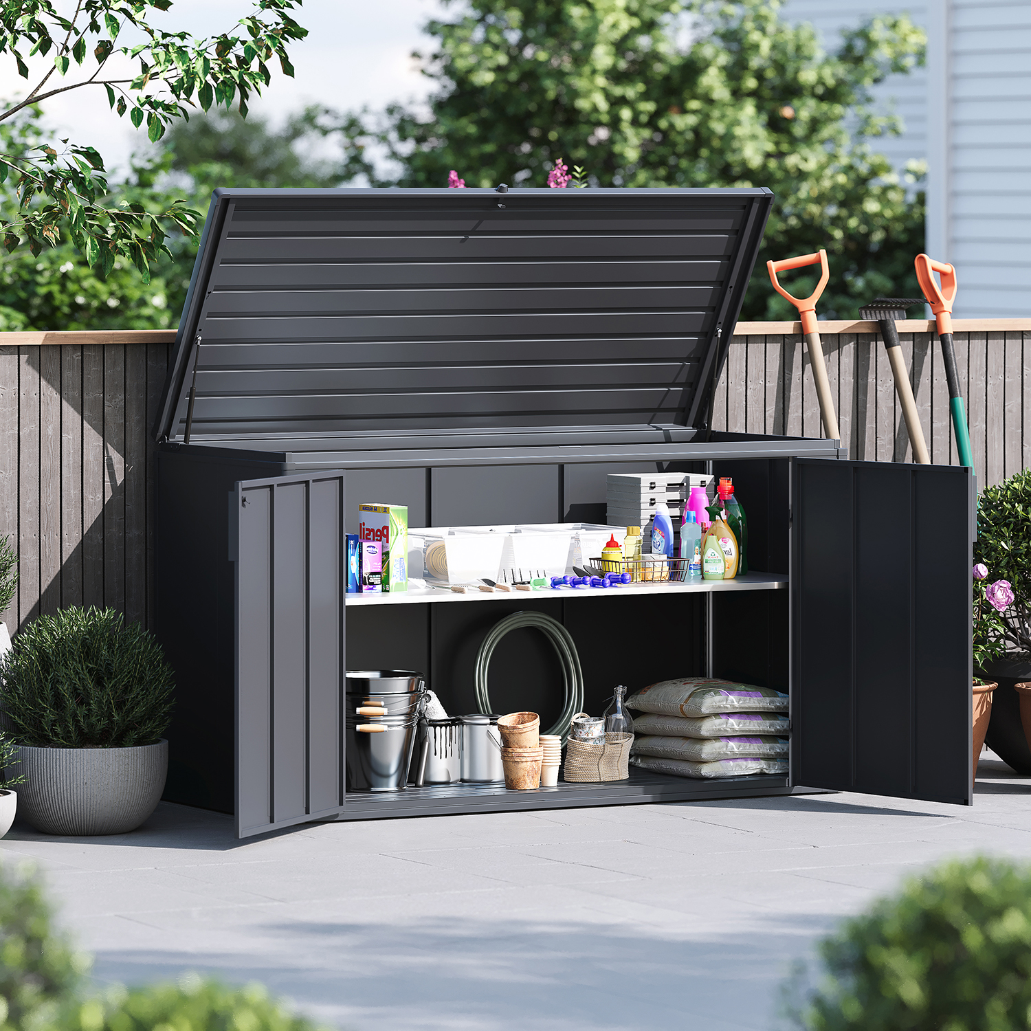 Weide Noble Gartenbox | MAX 2400 L | Aufbewahrungsbox aus Stahl