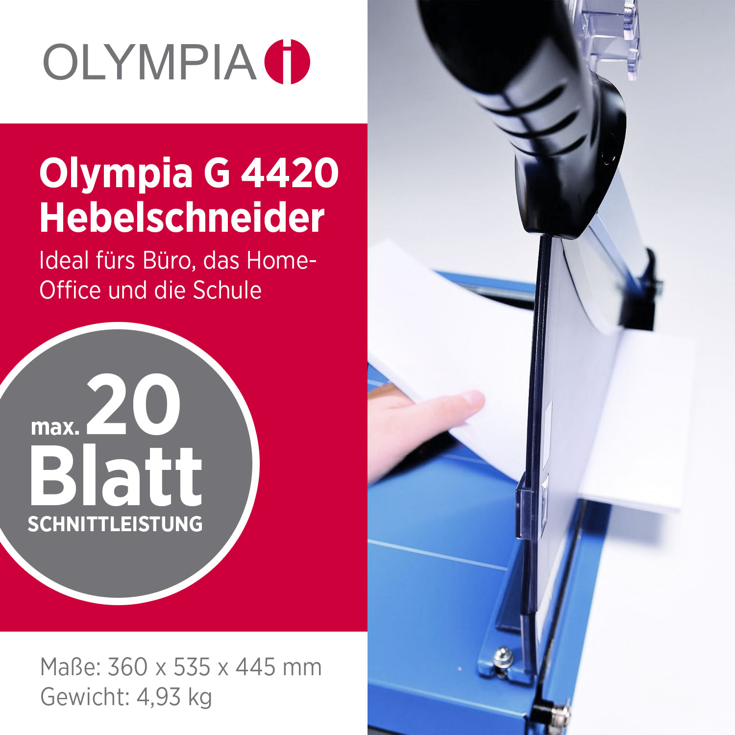 OLYMPIA G 4420 Profi Hebelschneidegerät, DIN A3, bis 20 Blatt OLYMPIA G 4420 Profi Hebelschneidegerät, DIN A3, bis 20 Blatt