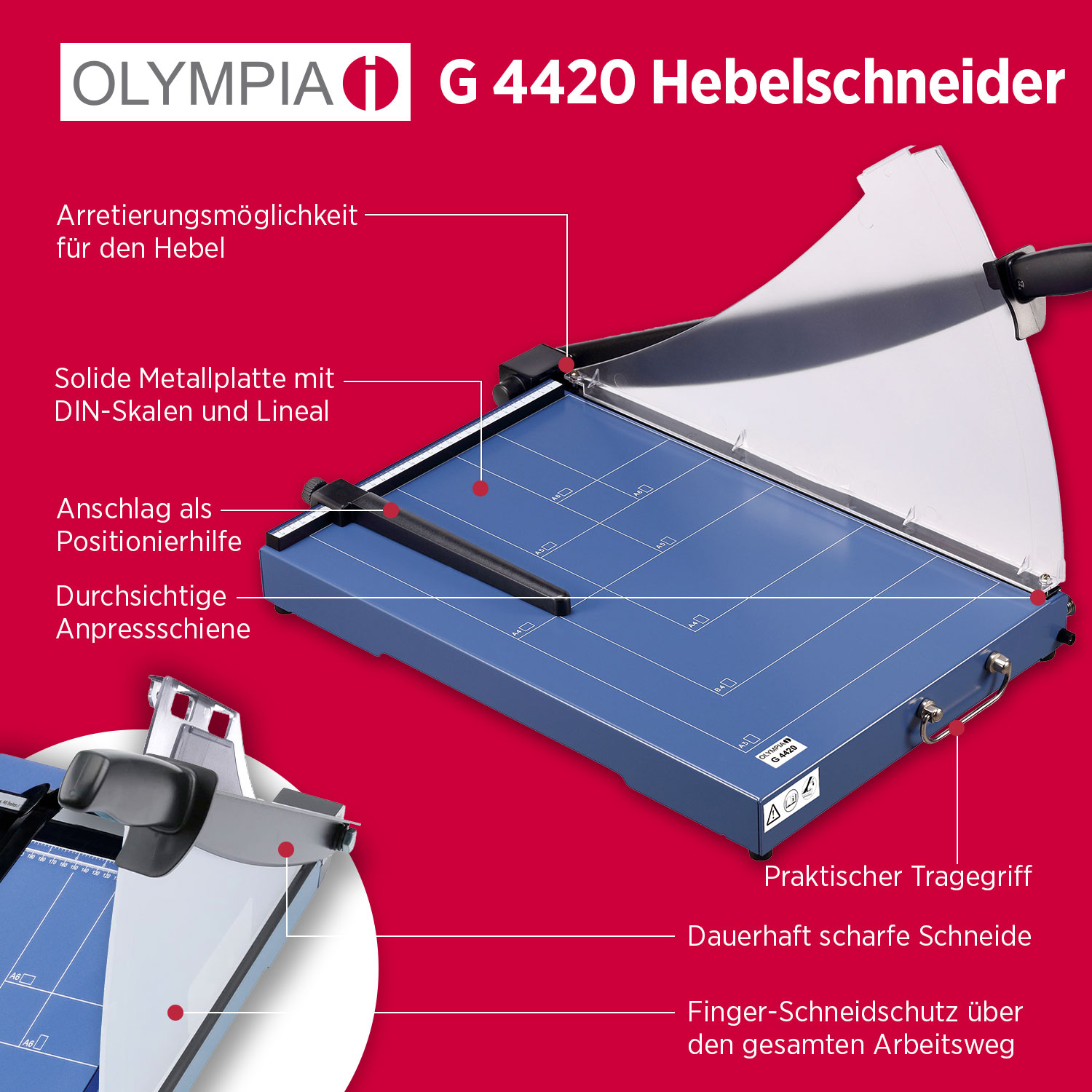 OLYMPIA G 4420 Profi Hebelschneidegerät, DIN A3, bis 20 Blatt OLYMPIA G 4420 Profi Hebelschneidegerät, DIN A3, bis 20 Blatt