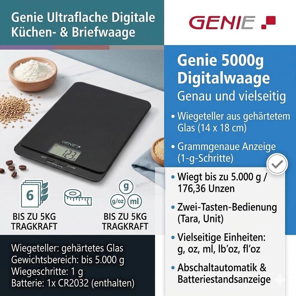 Briefwaage GENIE DLS 5, digital bis 5kg Briefwaage GENIE DLS 5, digital bis 5kg