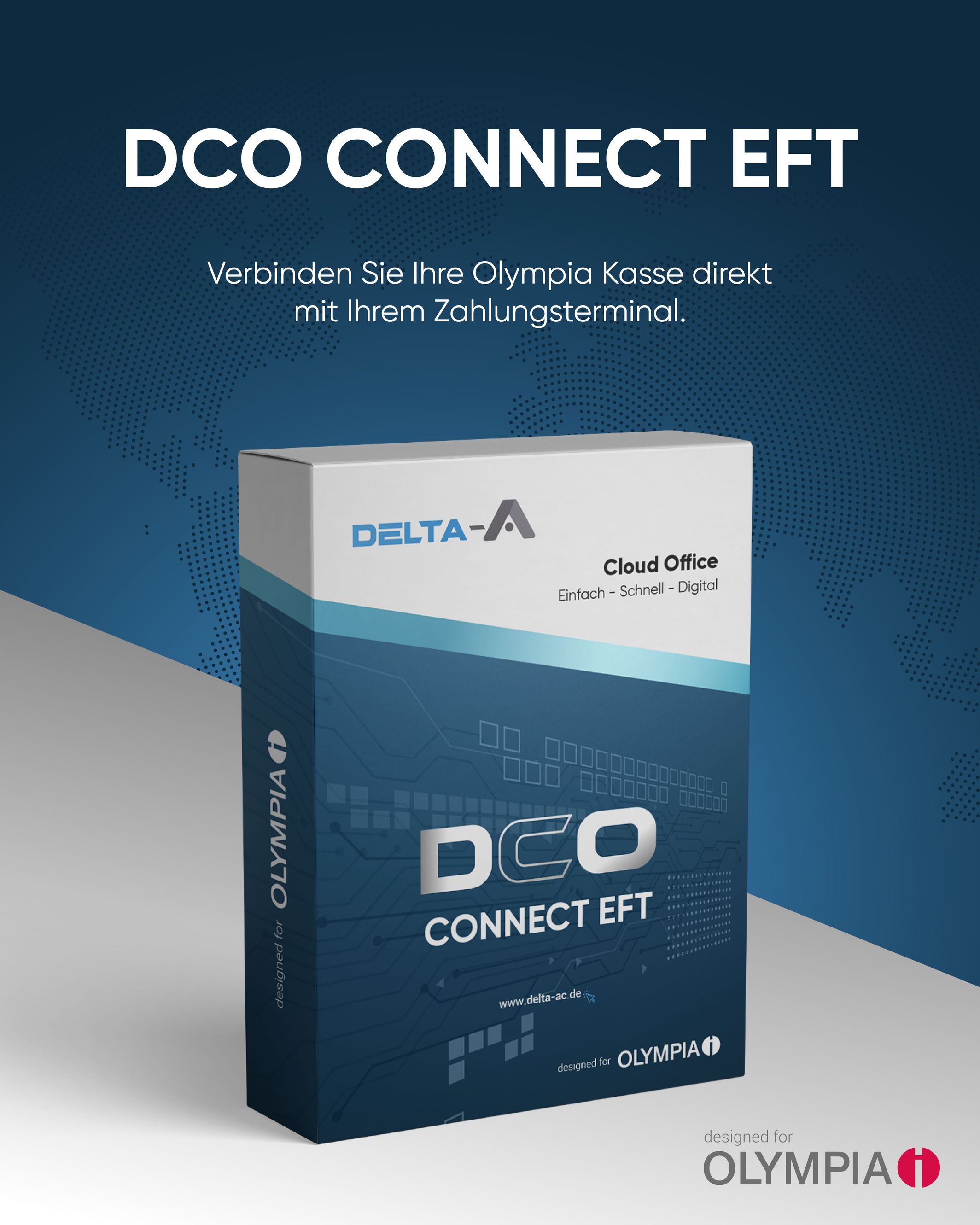 Olympia DCO Connect EFT (Bezahlterminal Ec - Schnittstelle) Einmal Lizenz für alle Olympia Kassen K100 S200 S200+ und T110
Olympia DCO Connect EFT (Bezahlterminal Ec - Schnittstelle) Einmal Lizenz für alle Olympia Kassen K100 S200 S200+ und T110