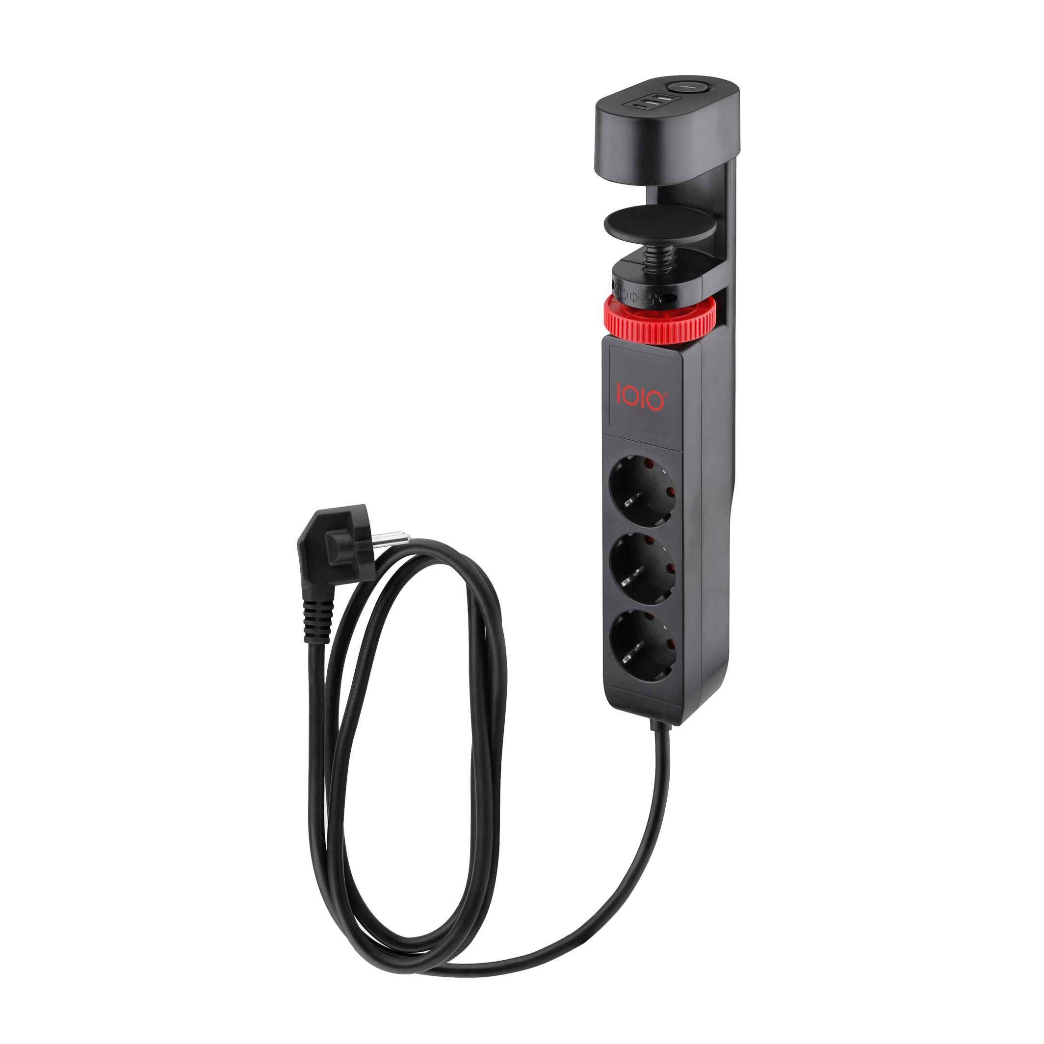 Steckdosenleiste Tischhalterung 3-fach Schutzsteckdose USB-A USB-C Slot schwarz Steckdosenleiste Tischhalterung 3-fach Schutzsteckdose USB-A USB-C Slot schwarz