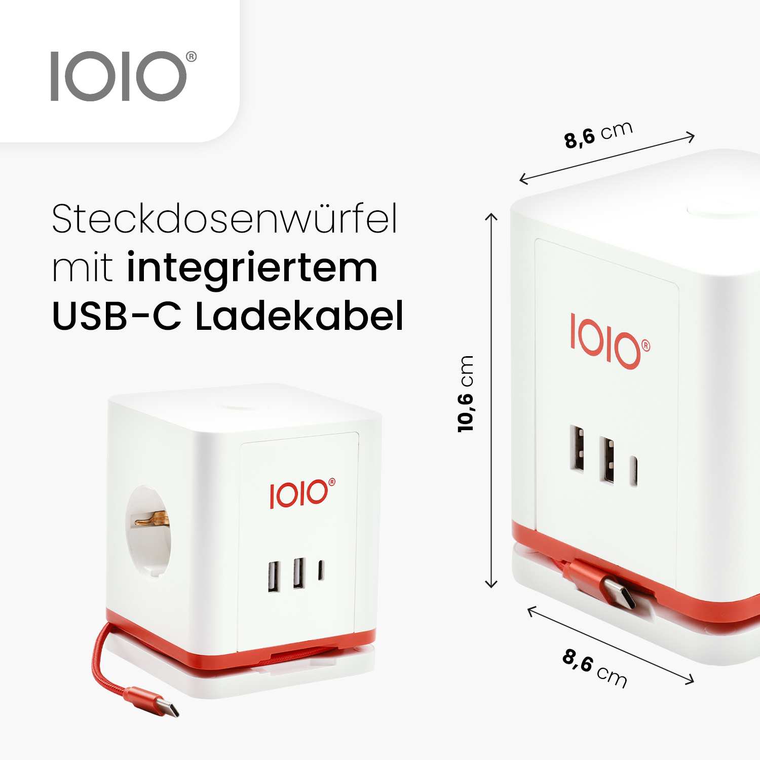 Steckdosenwürfel SW 1000 3-fach Schutzkontaktteckdose + 2 x USB-A und 1 x USB-C weiß Steckdosenwürfel SW 1000 3-fach Schutzkontaktteckdose + 2 x USB-A und 1 x USB-C weiß