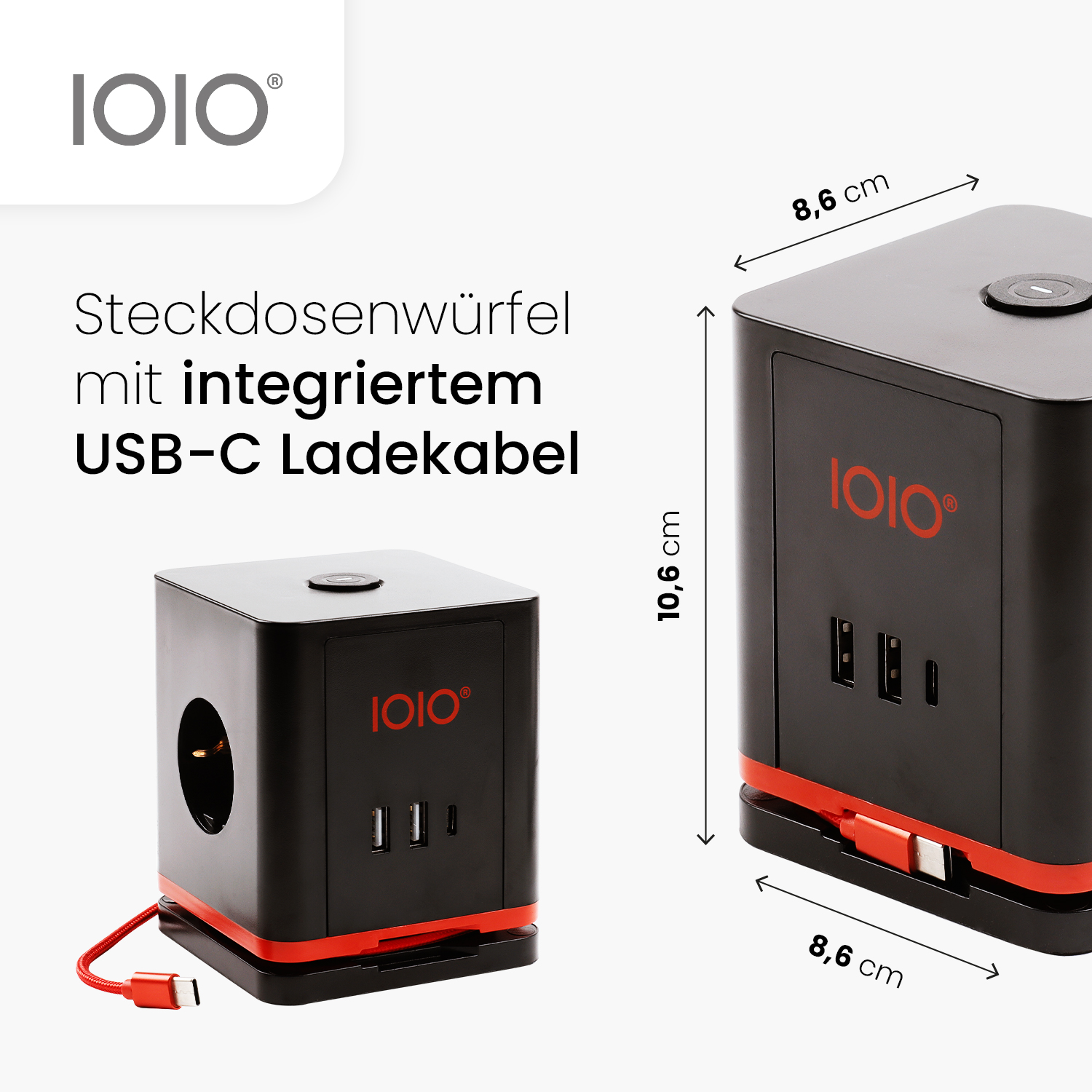 Steckdosenwürfel SW 1000 3-fach Schutzkontaktteckdose + 2 x USB-A und 1 x USB-C Schwarz Steckdosenwürfel SW 1000 3-fach Schutzkontaktteckdose + 2 x USB-A und 1 x USB-C Schwarz