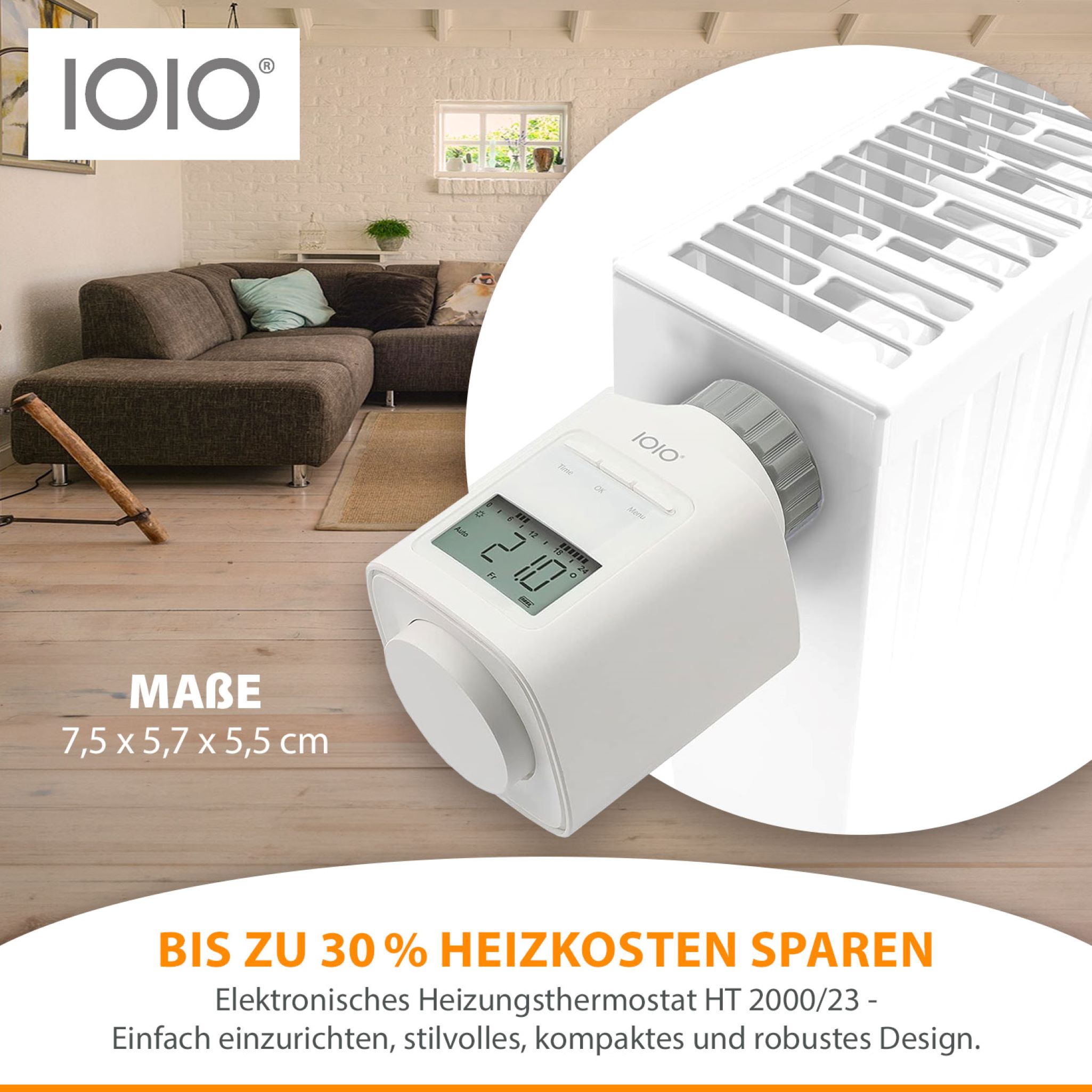 IOIO HT 2000 Elektronischer Heizkörperthermostat Thermostat spart bis 30% Heizkosten IOIO HT 2000 Elektronischer Heizkörperthermostat Thermostat spart bis 30% Heizkosten