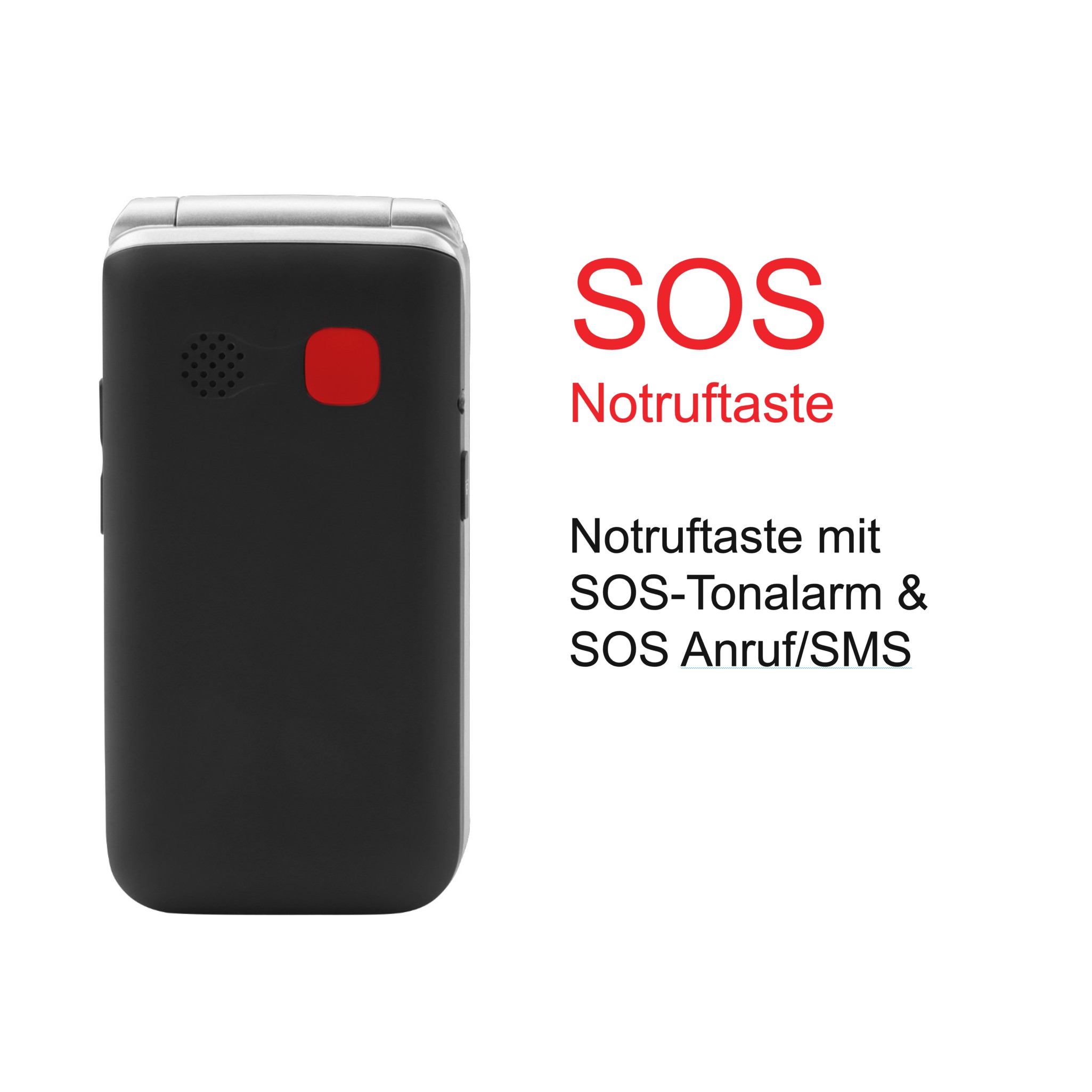 Vitus 4G Klappbare Senioren Mobiltelefon mit Großtasten schwarz Vitus 4G Klappbare Senioren Mobiltelefon mit Großtasten schwarz