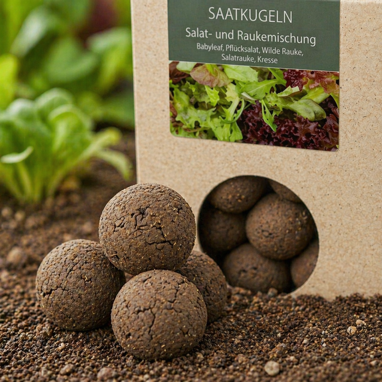 20 Stück Saatkugeln Salat- und Raukemischung – Babyleaf, Pflücksalat & Kresse 20 Stück Saatkugeln Salat- und Raukemischung – Babyleaf, Pflücksalat & Kresse