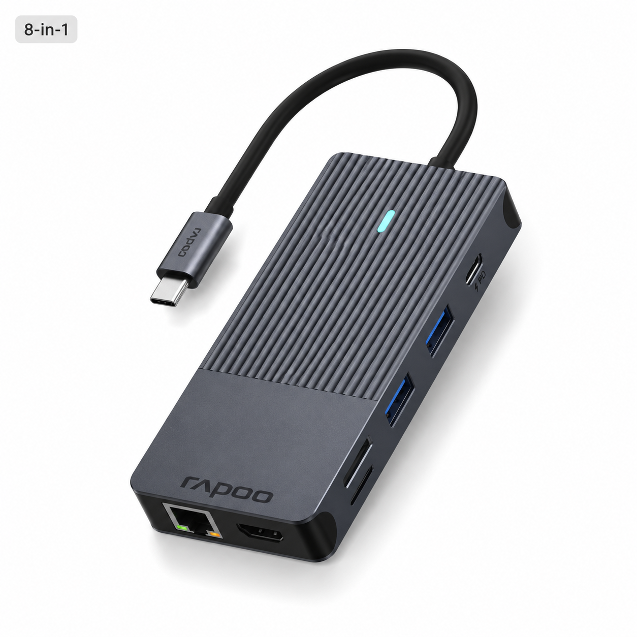 Rapoo UCM-2004 USB-C Hub 8in1 – 4K HDMI 60Hz, 100W PD, Gigabit LAN, 5Gbps Rapoo UCM-2004 USB-C Hub 8in1 – 4K HDMI 60Hz, 100W PD, Gigabit LAN, 5Gbps