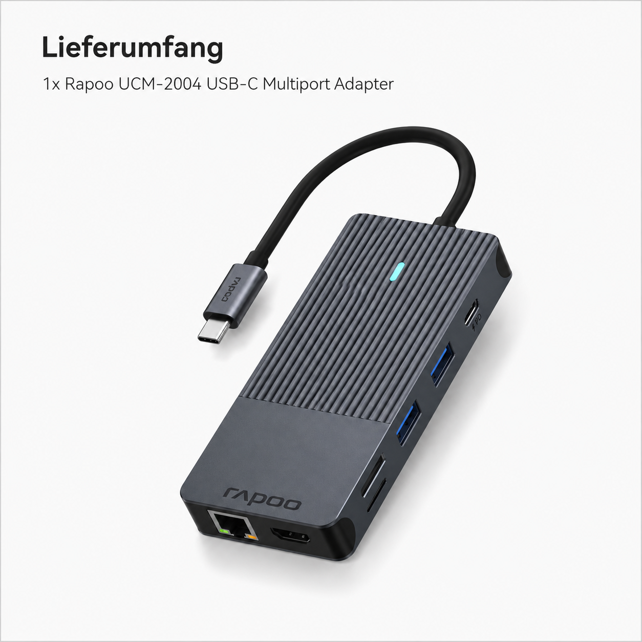 Rapoo UCM-2004 USB-C Hub 8in1 – 4K HDMI 60Hz, 100W PD, Gigabit LAN, 5Gbps Rapoo UCM-2004 USB-C Hub 8in1 – 4K HDMI 60Hz, 100W PD, Gigabit LAN, 5Gbps