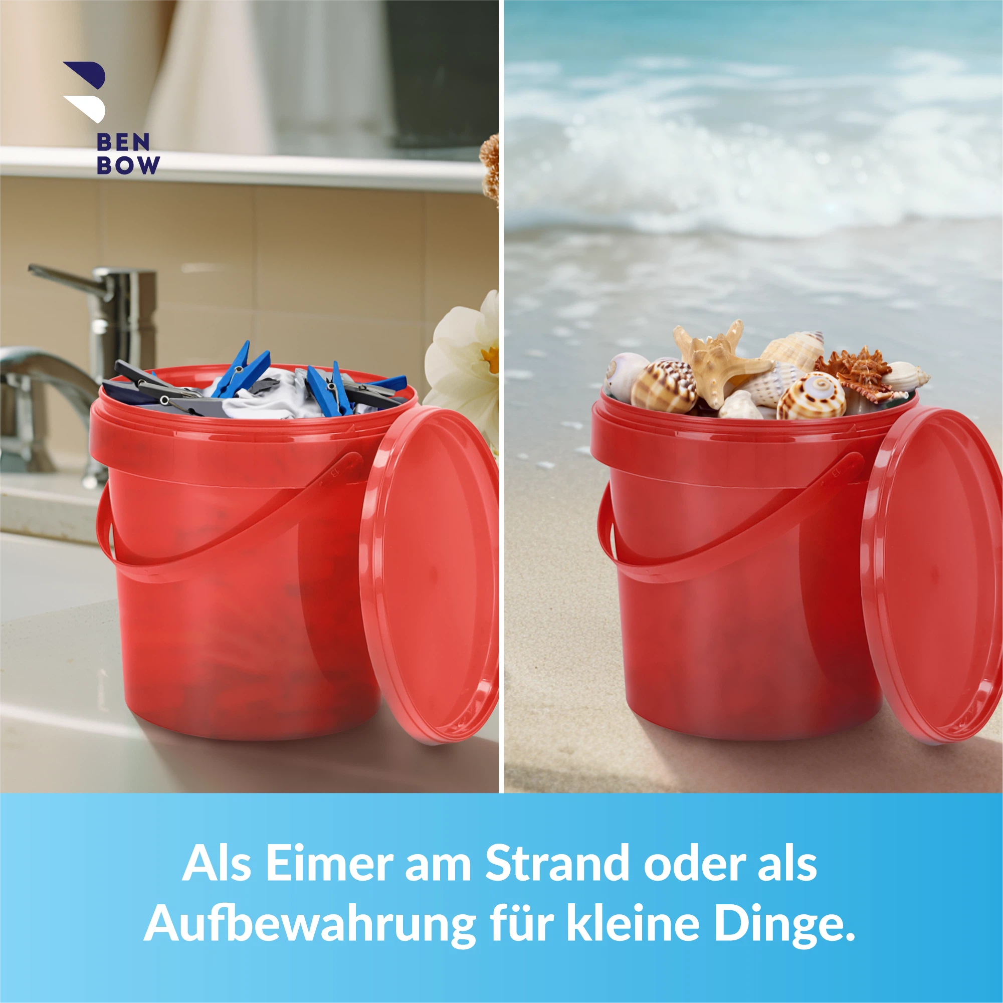 Agrohit Eimer mit Deckel & Tragebügel, Haushaltseimer, Lebensmittelecht, Transparent, aus PP-Kunststoff, Aufbewahrungsbehälter mit Skalierung für Liter, 15 Liter