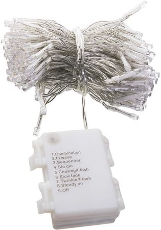 Transparente Lichterkette Batterie Timer 8 Programme 192 LED 14 m indoor outdoor