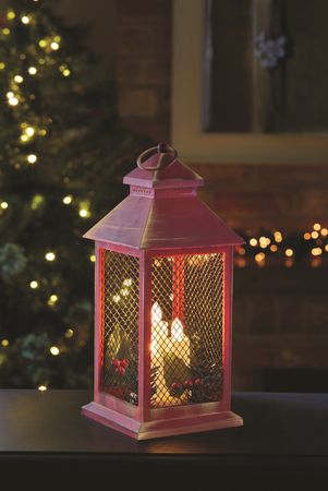 Deko Laterne Weihnachten 3 Modelle mit LED Kerze und Batterie Timer 32 cm hoch