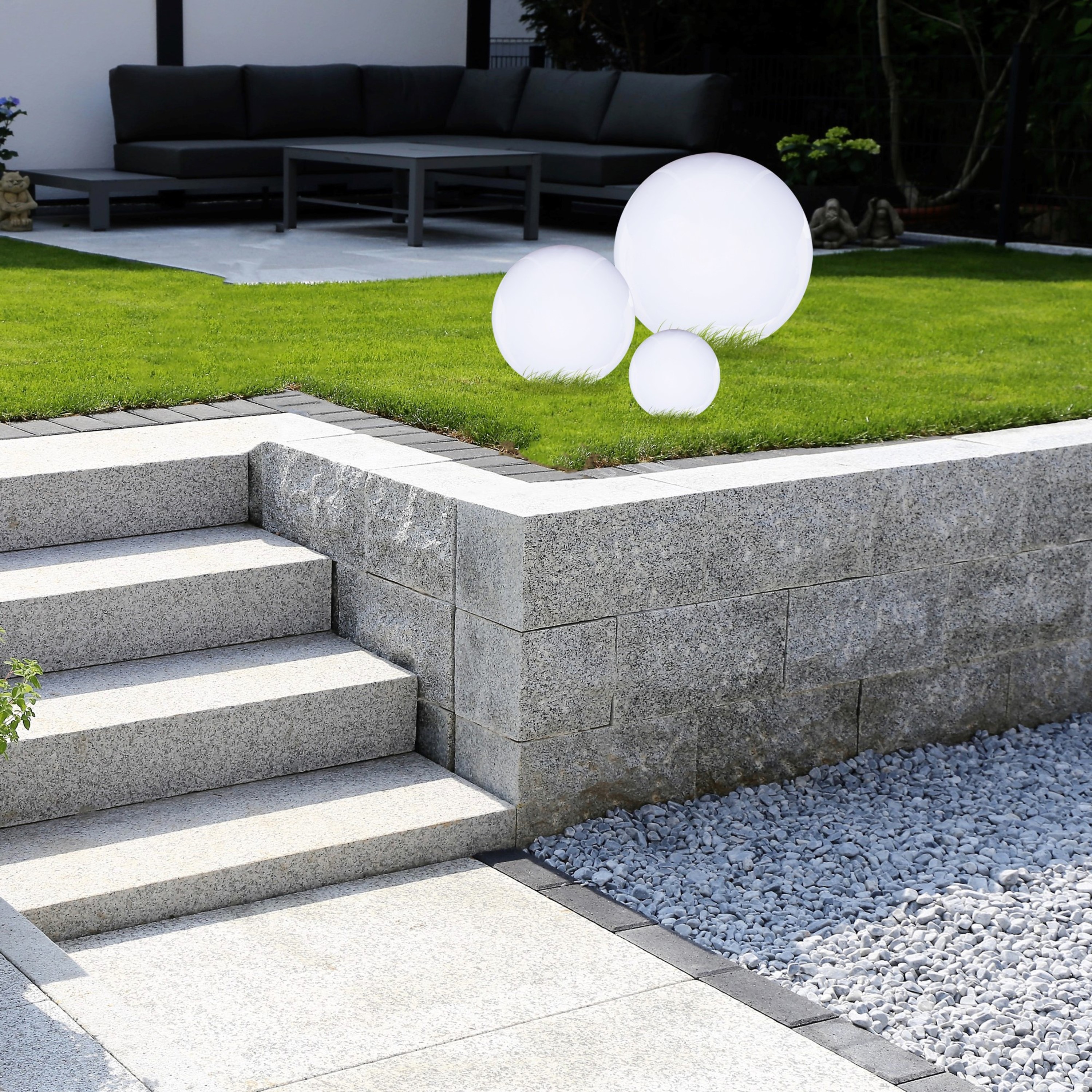LED Solar Outdoor Kugel Leuchte 15 - 30 cm Solar Garten Beleuchtung 15
