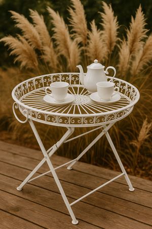 Teetisch Shabby Chic Garten Weiß Eisen Ø65 cm