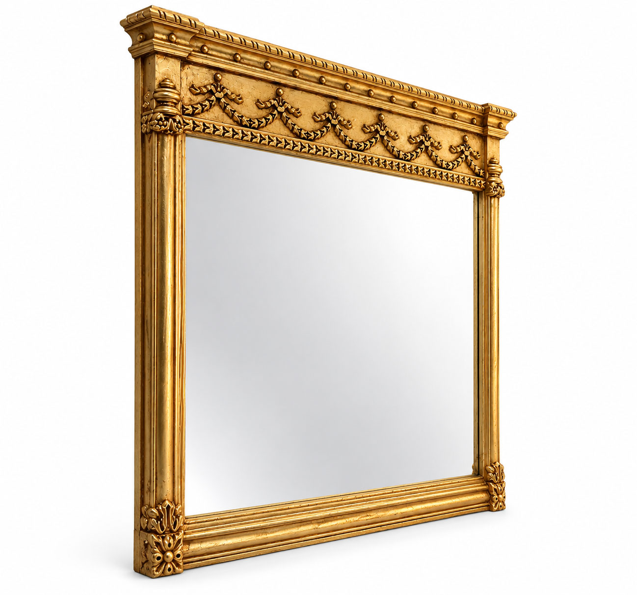 Schloss Spiegel Gold XXL 150x160cm Louis XVI Empire Kaminspiegel Prunkspiegel