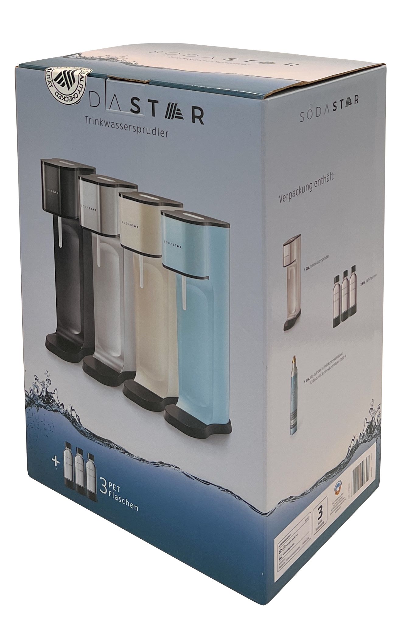 Sodastar Trinkwassersprudler mit 3 PET Flaschen