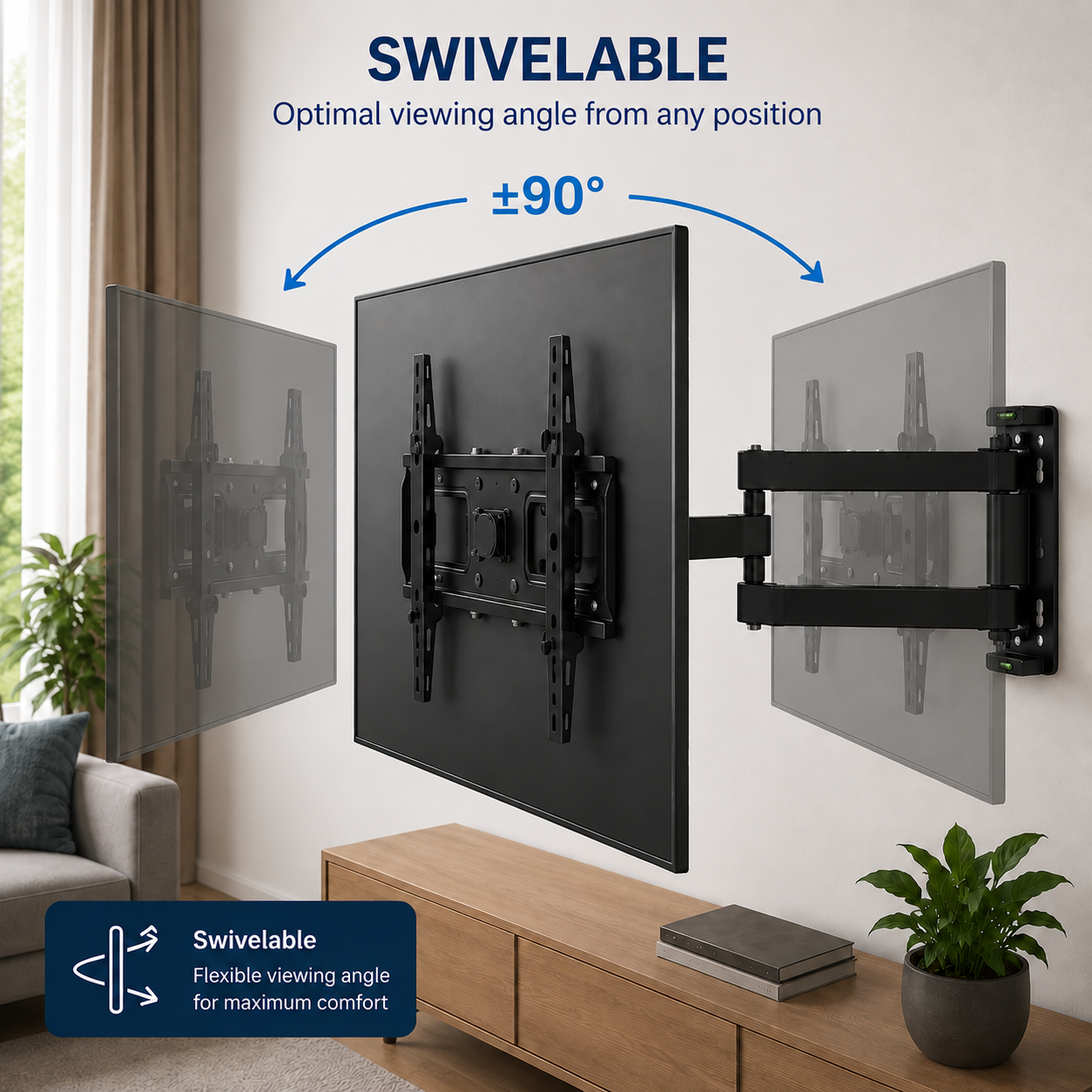 Support mural TV orientable
