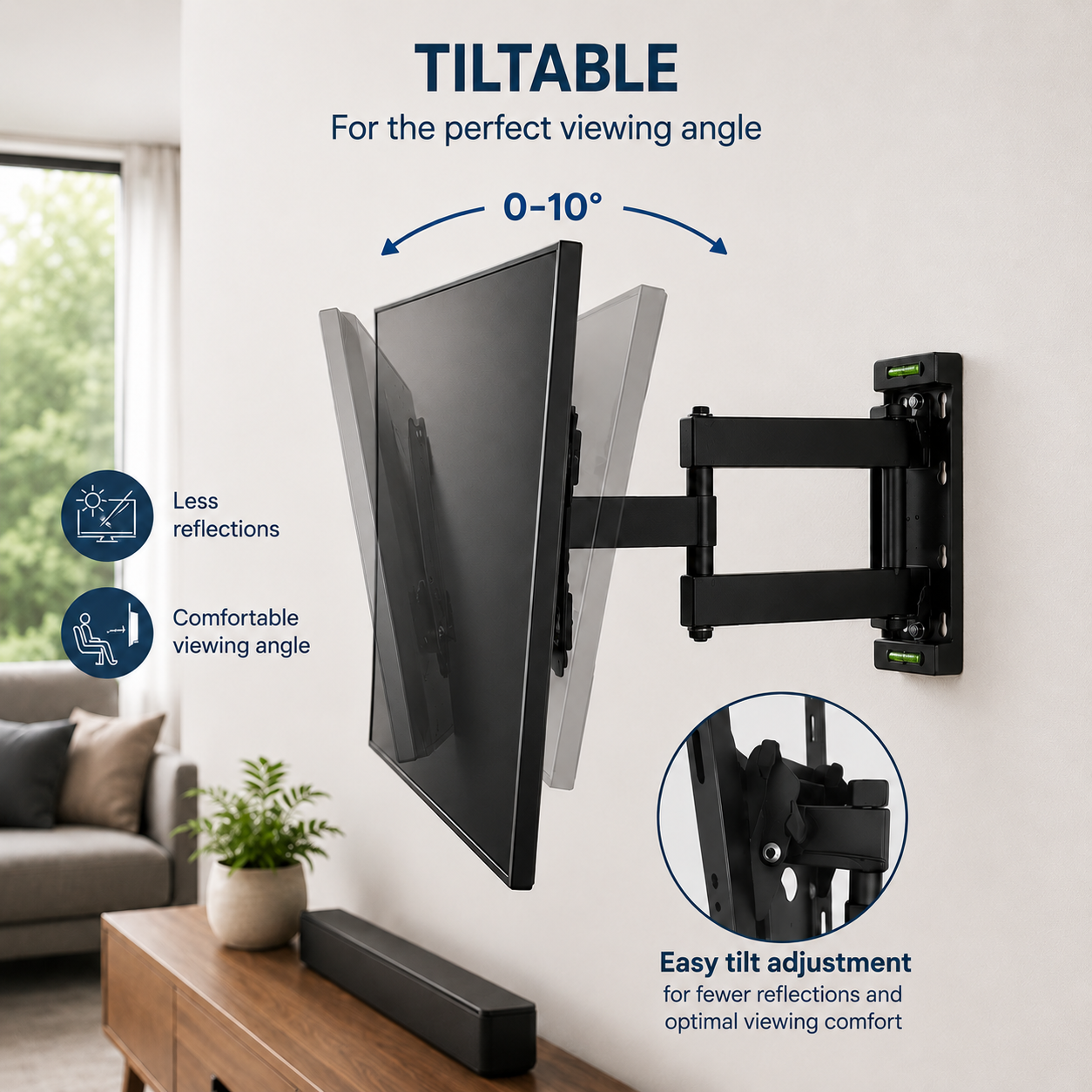 Support mural TV inclinable