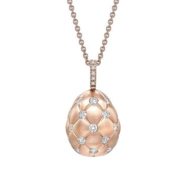Treillage Ei-Anhänger aus gebürstetem Rotgold mit Diamanten