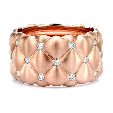 Treillage prachtvoller Ring aus gebürstetem Rotgold mit Diamanten