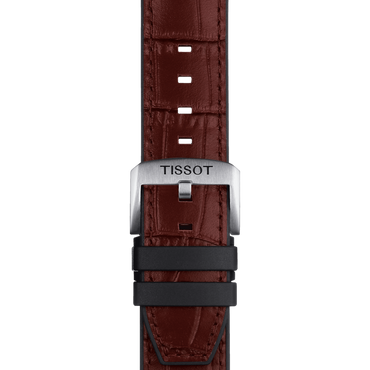ORIGINAL TISSOT LEDERARMBAND MIT KAUTSCHUKELEMENTEN BRAUN BANDANSTOSS 22 MM