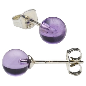 Ohrstecker Stecker mit Amethyst flieder 6mm 925 Silber rhodiniert Ohrschmuck Damen Ohrstecker Stecker mit Amethyst flieder 6mm 925 Silber rhodiniert Ohrschmuck Damen