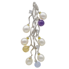 Anhänger echte Perlen Amethyst Citrin Blautopas Zirkonia 925 Silber Damen