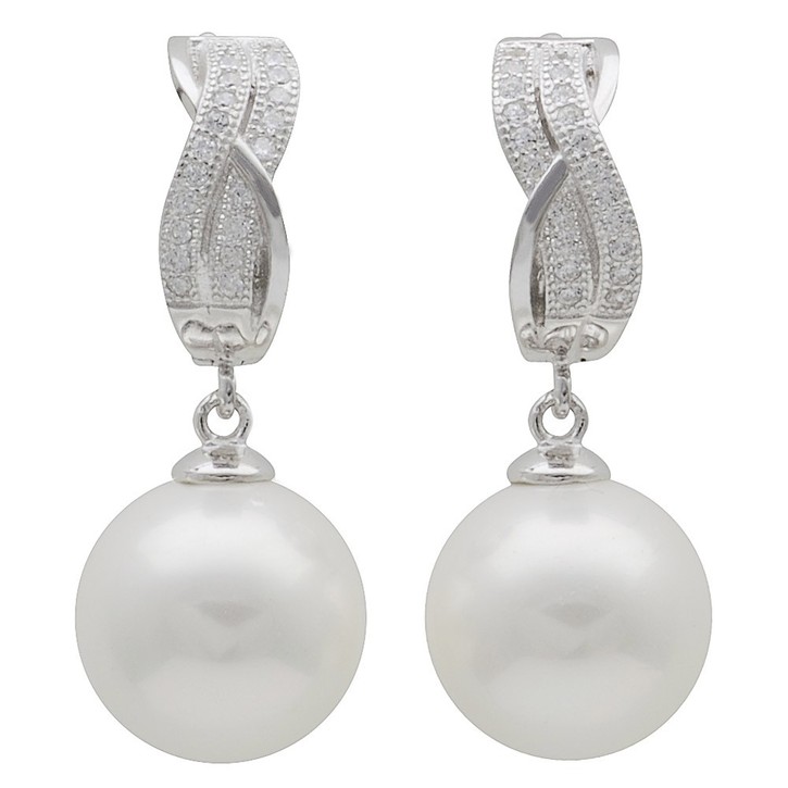 Ohrringe Muschelkernperlen Zirkonia 925 Silber